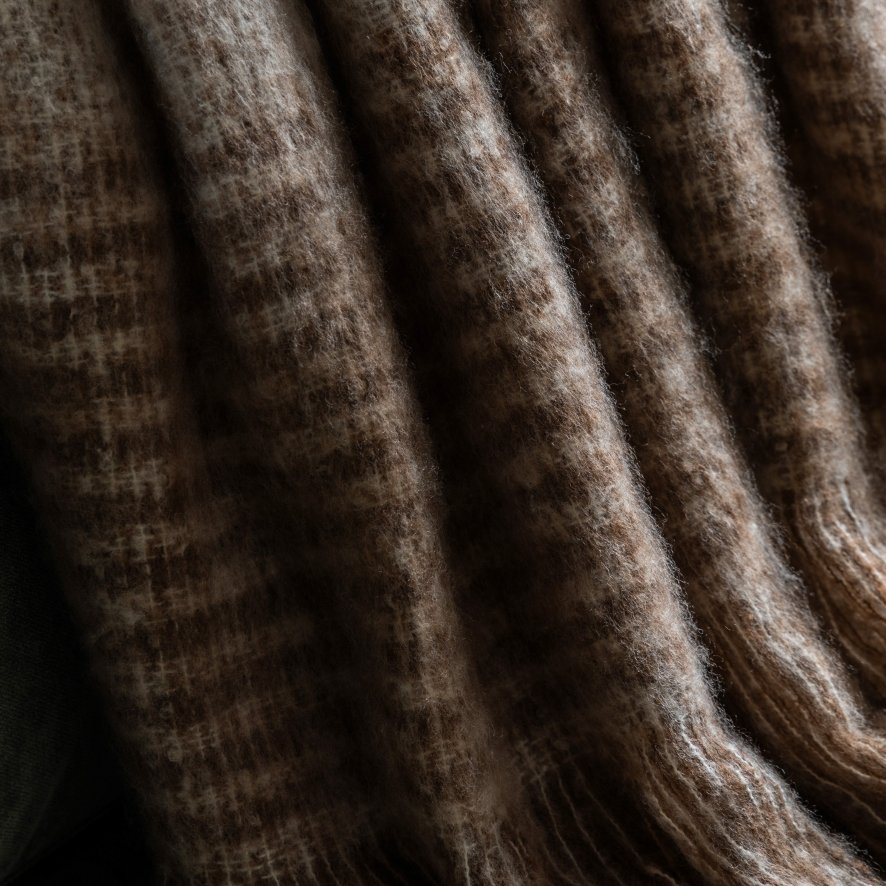 Gallery Direct Throws - Faux Mohair Fringe (Brown & Natural)