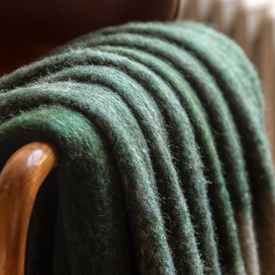 Gallery Direct Throws - Heritage Check Faux Mohair Green