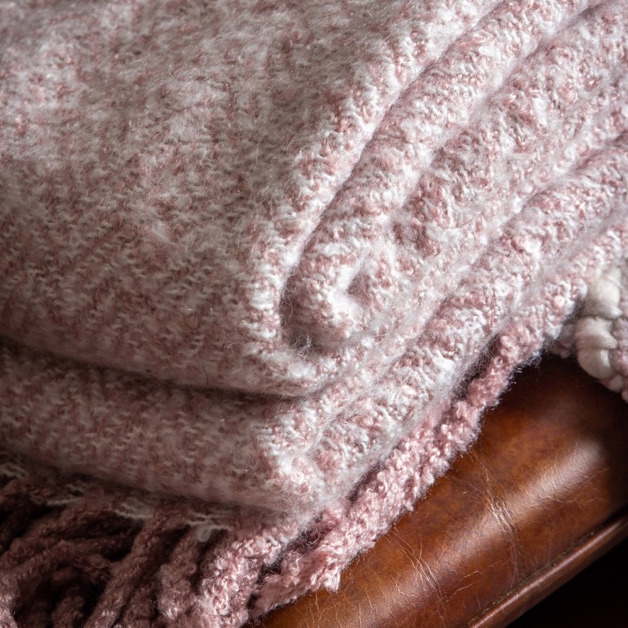 Gallery Direct Throws - Herringbone Faux Mohair (Blush)