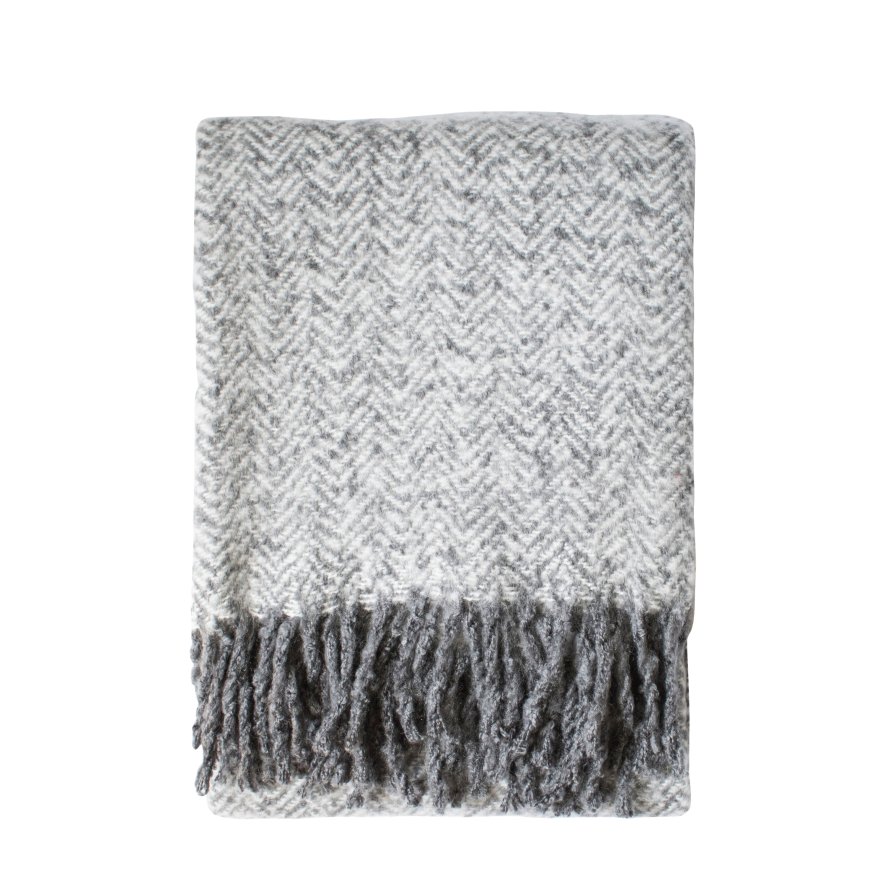 Gallery Direct Throws - Herringbone Faux Mohair (Grey)