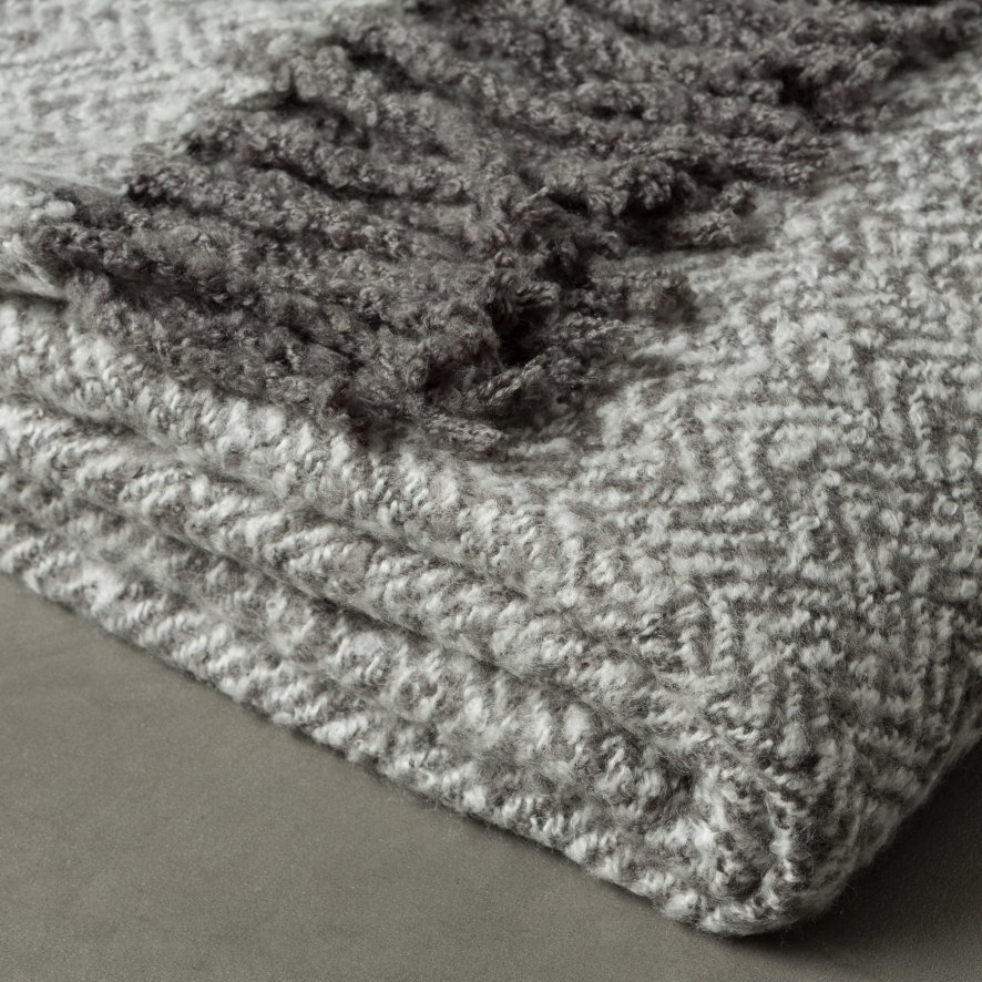Gallery Direct Throws - Herringbone Faux Mohair (Grey)