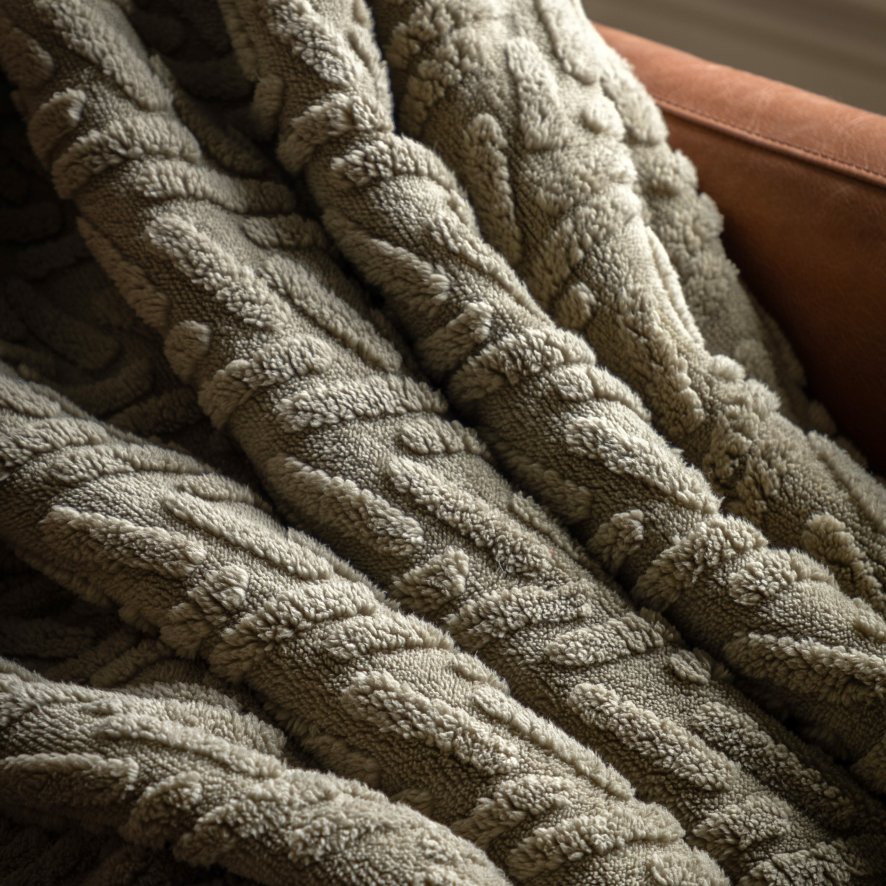 Gallery Direct Throws - Herringbone Sherpa (Sage)