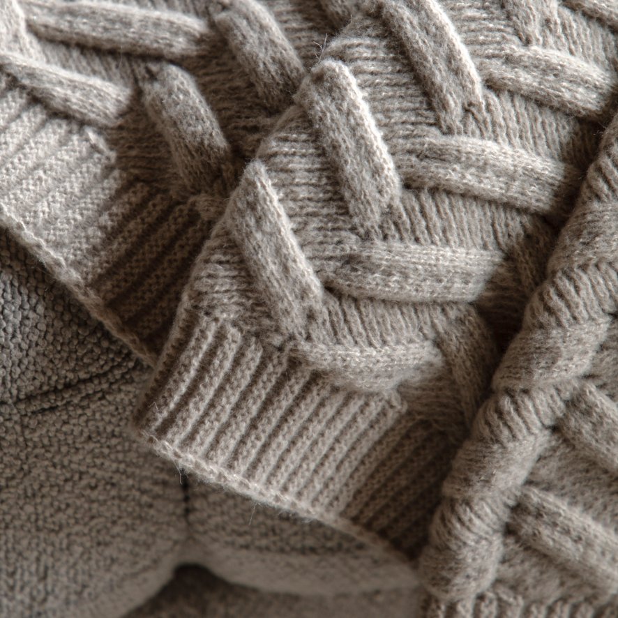 Gallery Direct Throws - Herringbone Woven Knit (Natural)
