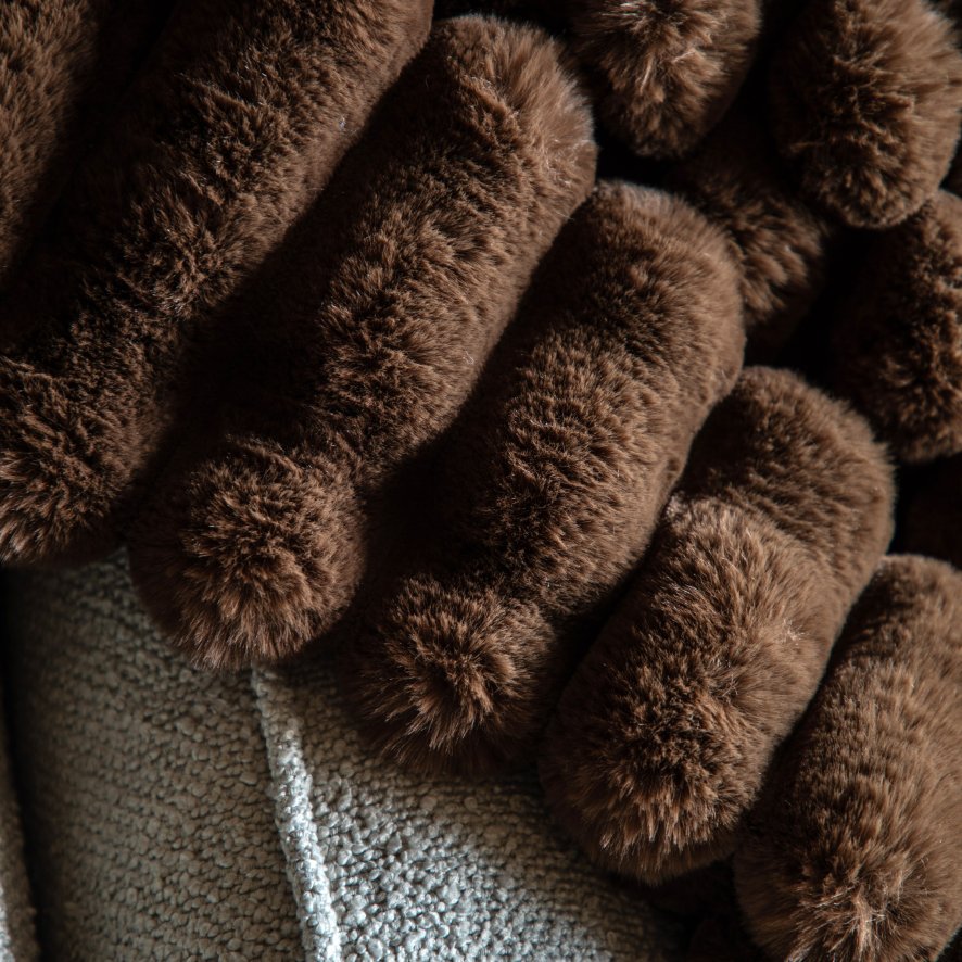 Gallery Direct Throw - Ribbed Faux Fur Chocolate