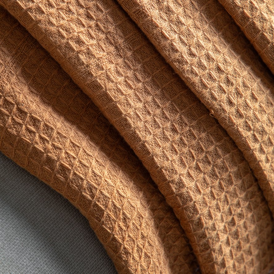 Gallery Direct Throws - Stitched Border Waffle (Apricot)