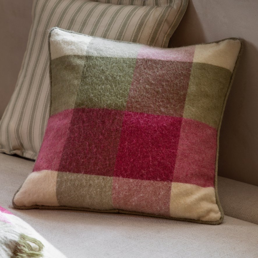 Gallery Direct Cushions - Dursley Check (Cranberry Olive)