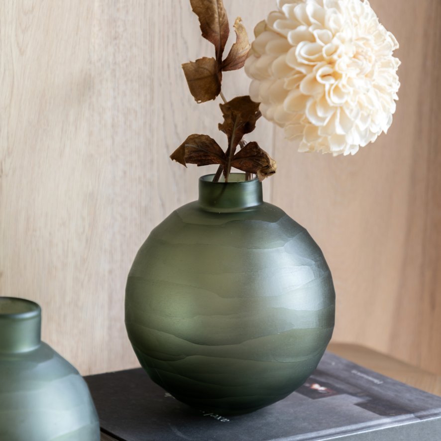 Gallery Direct Accessories - Bevelled Glass Globe Vase (Green)