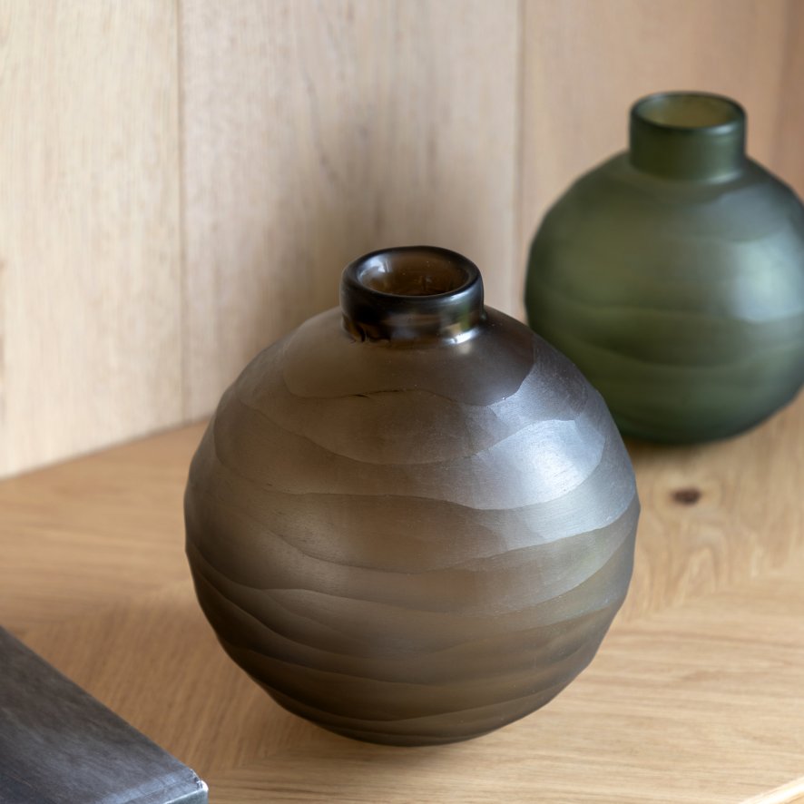 Gallery Direct Accessories - Bevelled Glass Globe Vase (Smoke)
