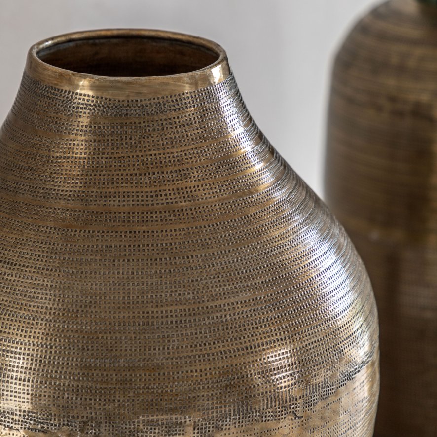 Gallery Direct Accessories - Zahara Hammered Metal Vase Antique Brass