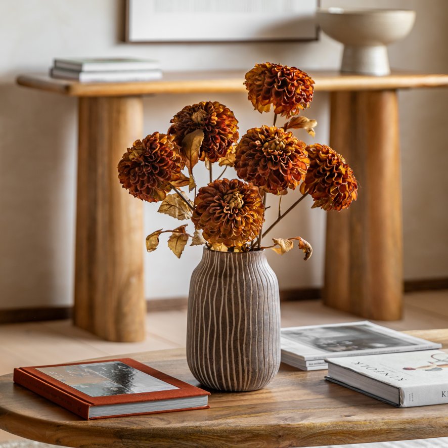 Gallery Direct Faux Flowers - Faux Stem Dahlia Burnt Orange (6pk)