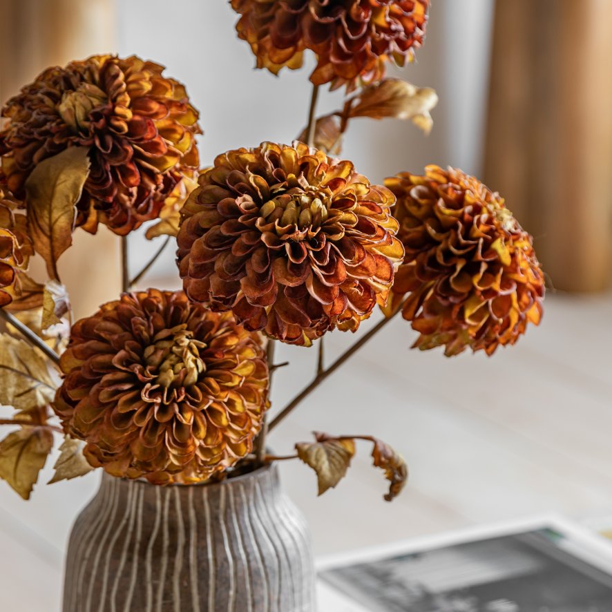 Gallery Direct Faux Flowers - Faux Stem Dahlia Burnt Orange (6pk)