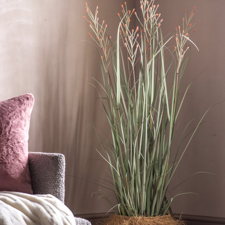 Gallery Direct Faux Plants - Potted Grass w/9 Heads Green/Russet