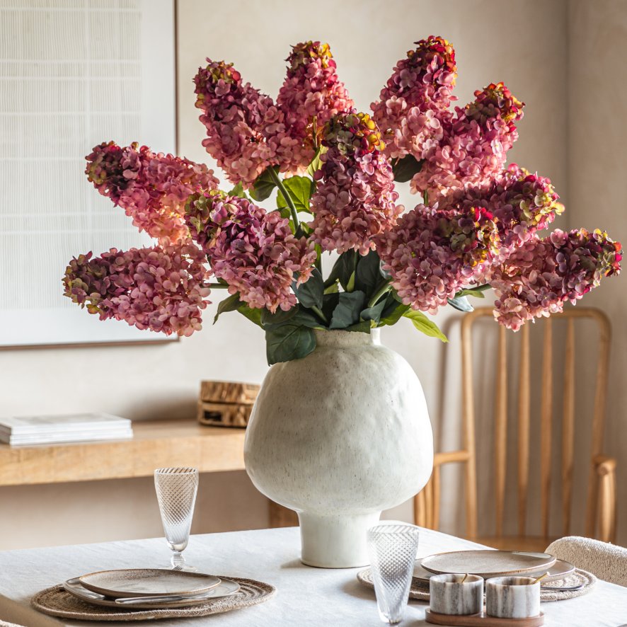 Gallery Direct Faux Flowers - Vintage Cone Hydrandea Stem Pink (12pk)