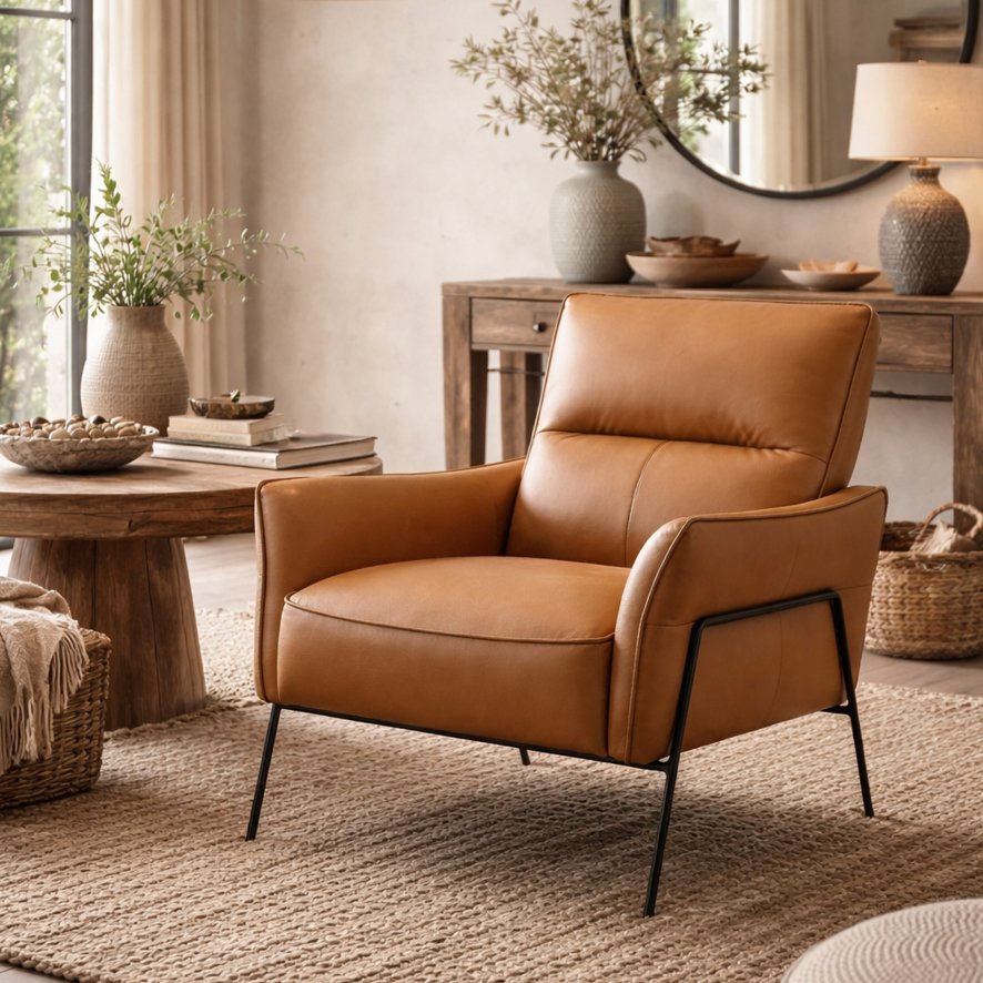 VIOLINO (UK) LTD Galway - Tan Leather Accent Chair