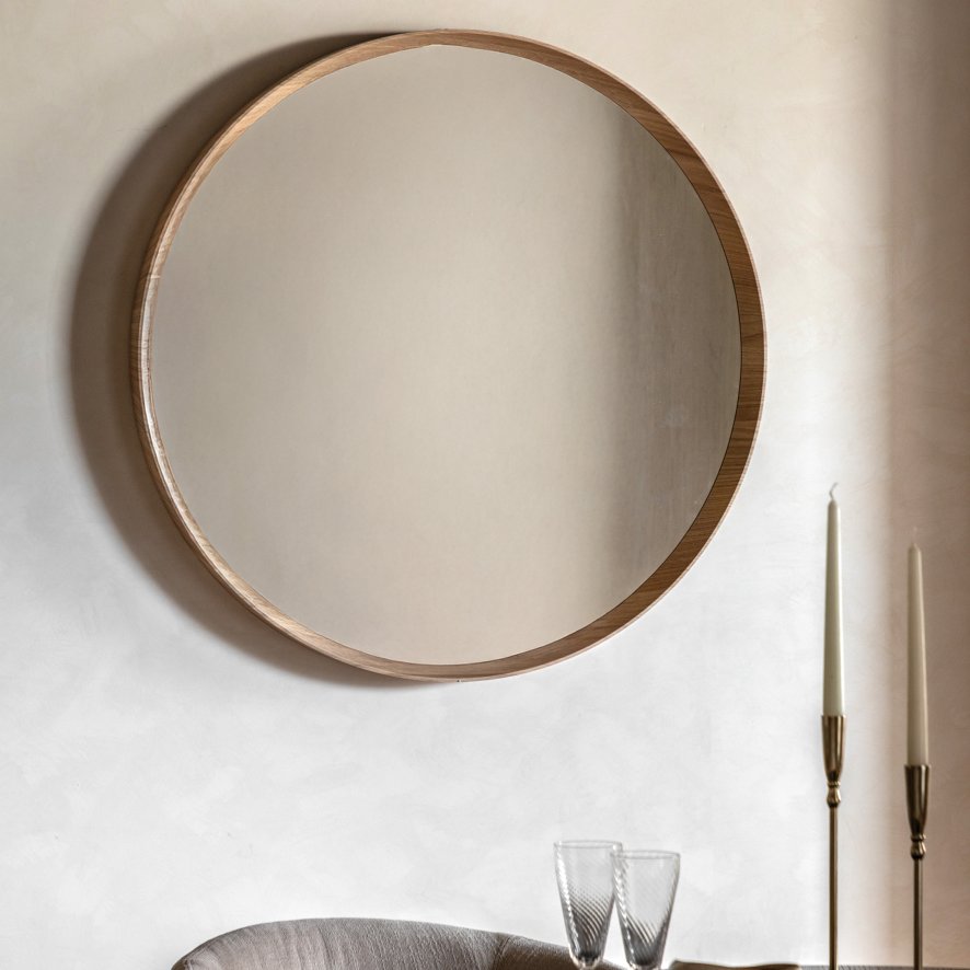 Gallery Direct Mirrors - Cedar Round Mirror Oak Large