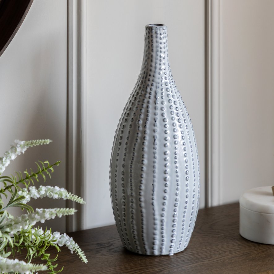 Gallery Direct Accessories - Lucia Beaded Vase White (Tall)