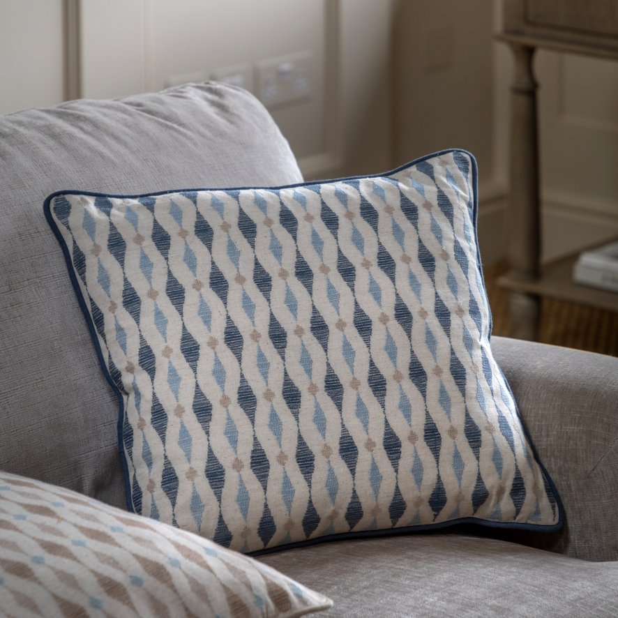 Gallery Direct Cushions - Sierra Ikat Embroidered Cushion Ink Blue