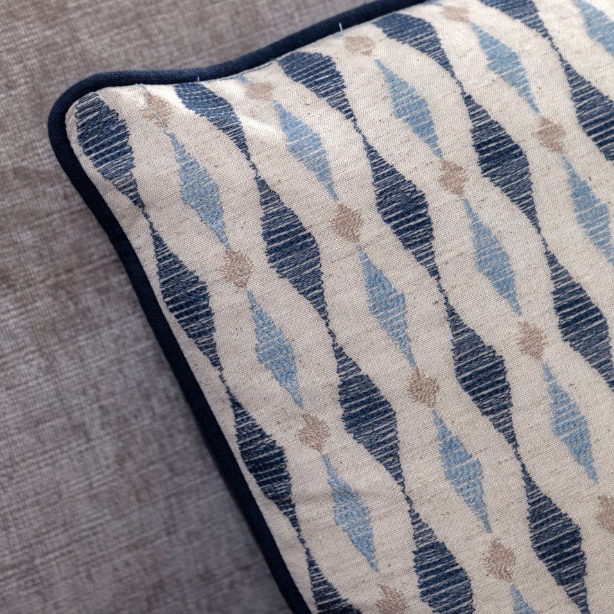 Gallery Direct Cushions - Sierra Ikat Embroidered Cushion Ink Blue