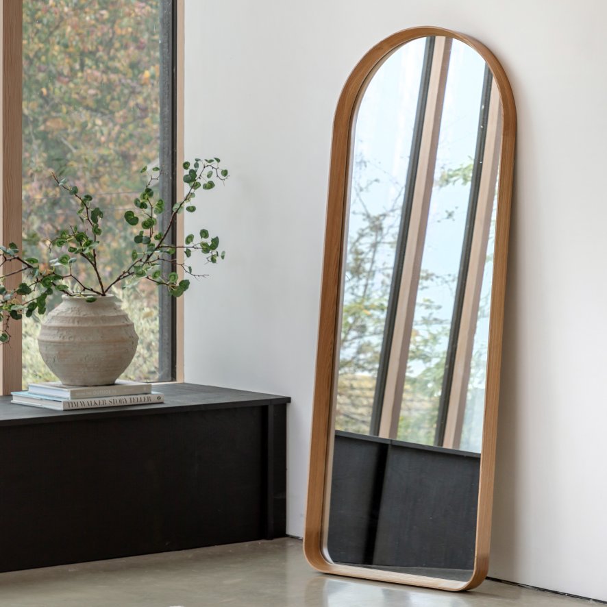 Gallery Direct Mirrors - Helsinki Arch Leaner Mirror Oak