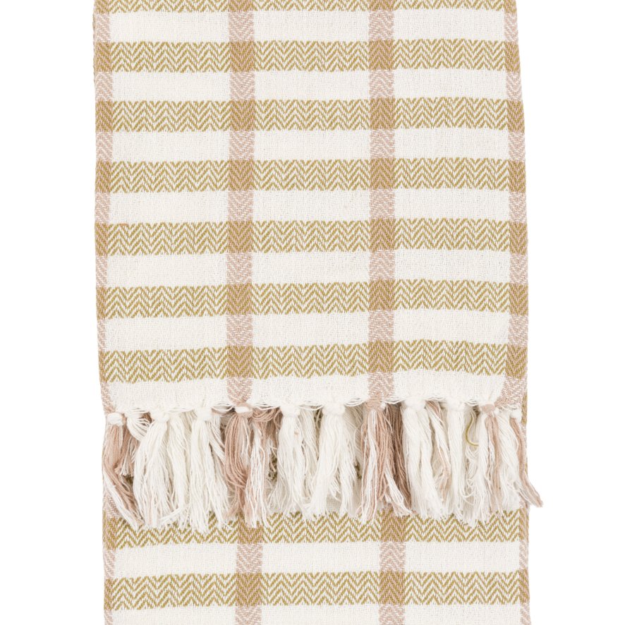 Gallery Direct Throws - Arvo Grid Woven Throw Green / Rust