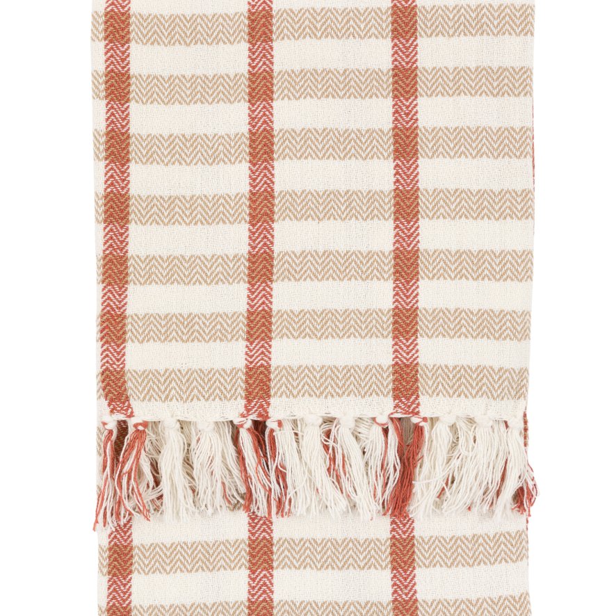 Gallery Direct Throws - Arvo Grid Woven Throw Rust / Natural