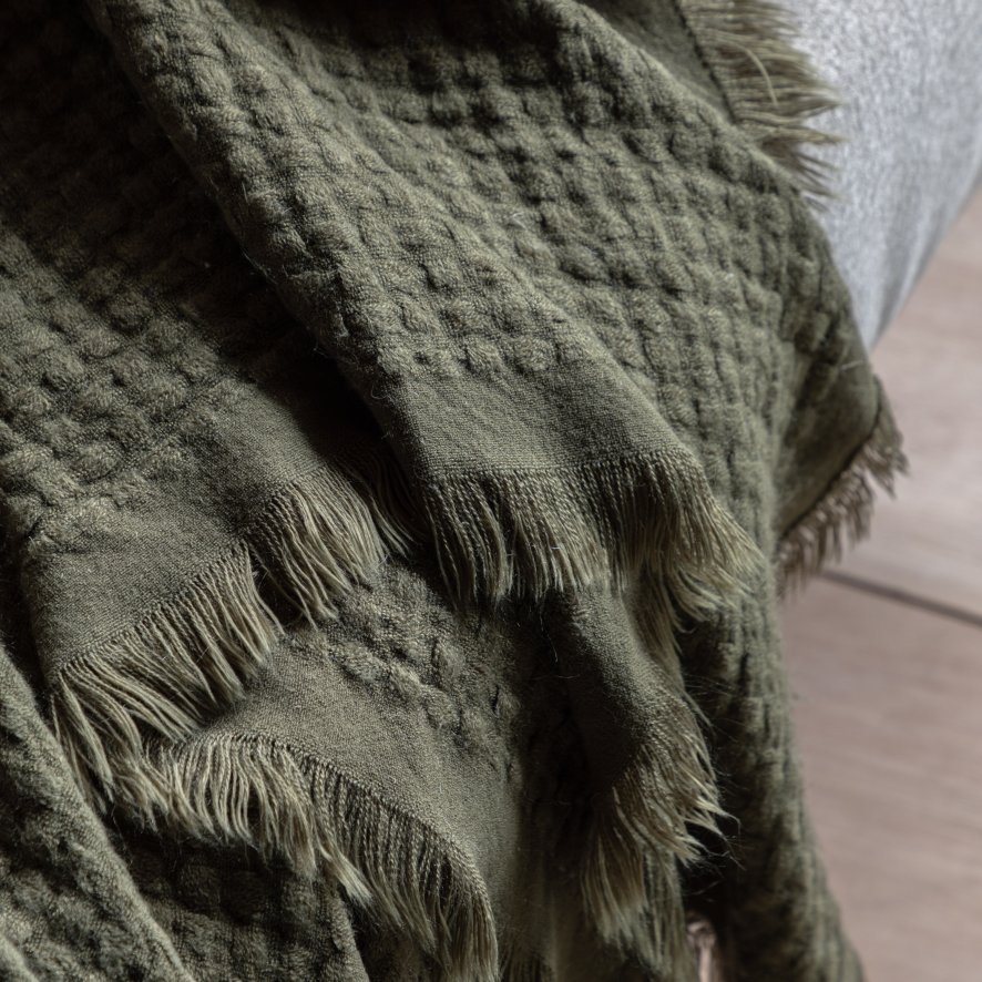 Gallery Direct Throws - Soft Touch Waffle Throw Olive