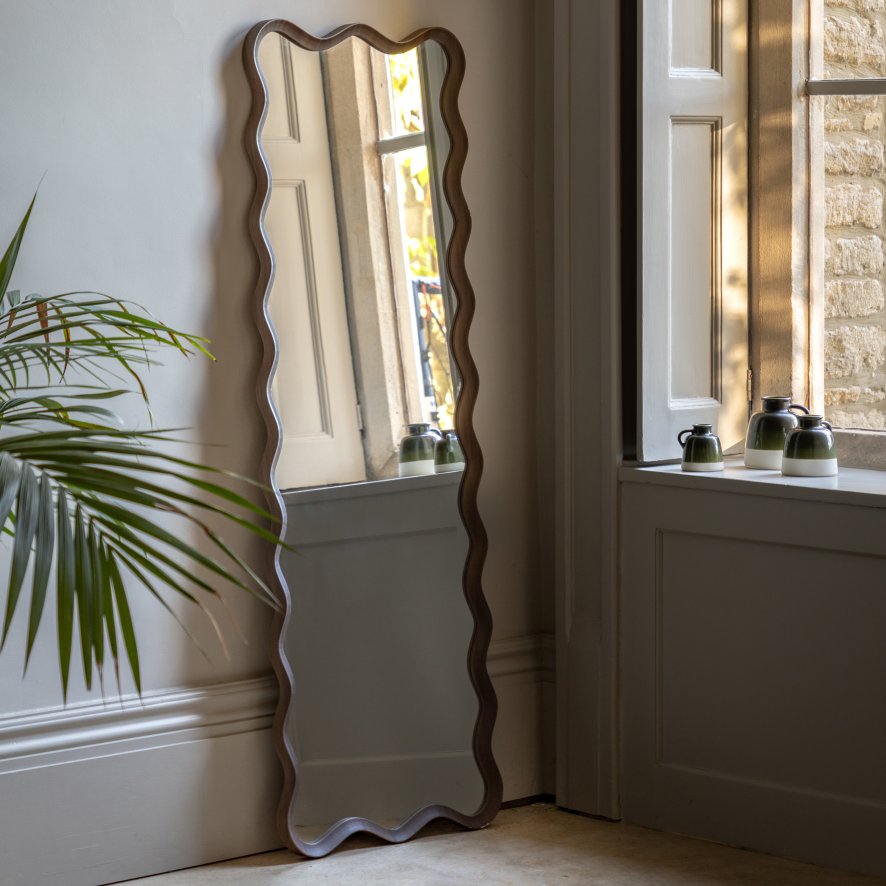 Gallery Direct Mirrors - Wiggle Leaner Mirror Walnut