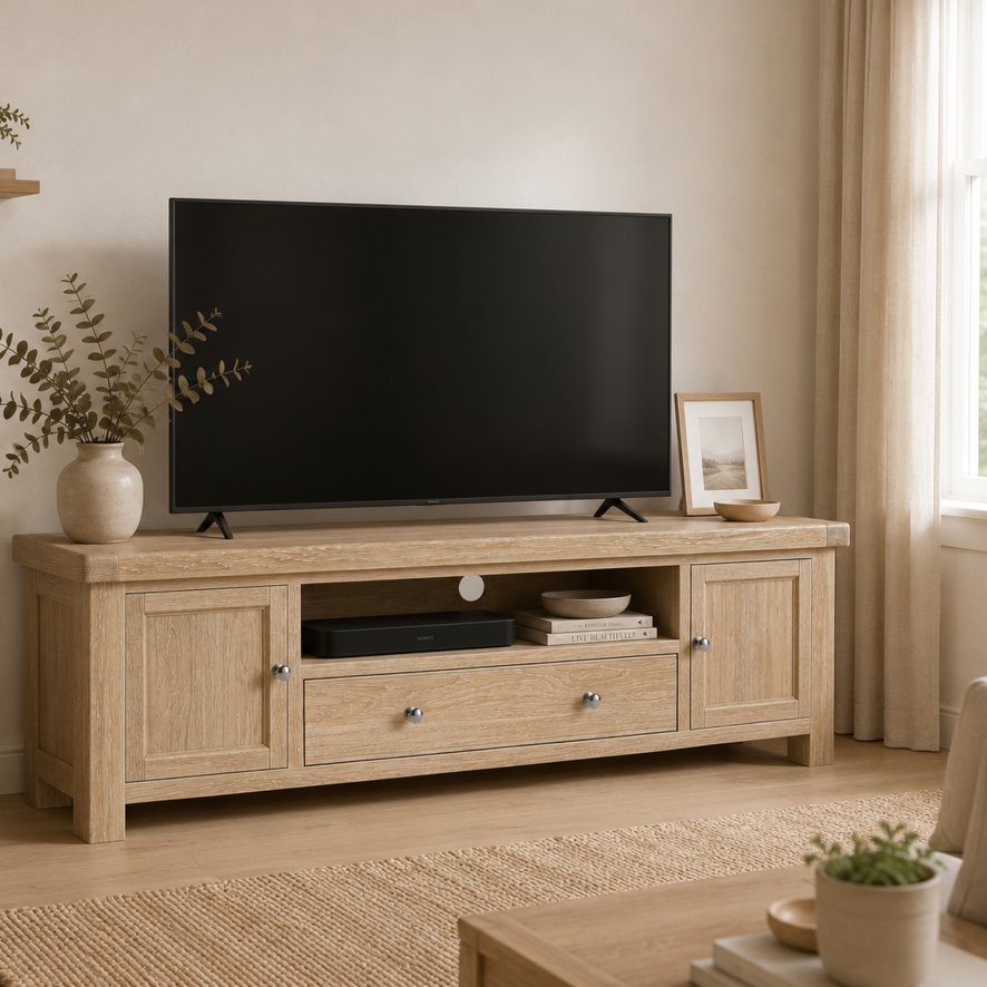 Global Home Group Providence (White Wash) - TV Unit (190 cm)