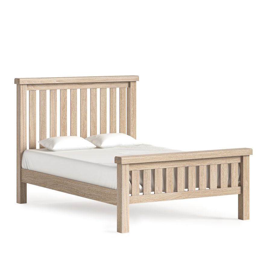 Global Home Group Normandy White Wash - 4'6 Bed Slatted