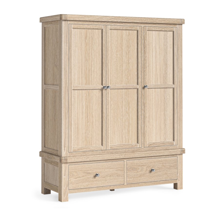 Global Home Group Normandy - White Wash Triple Wardrobe