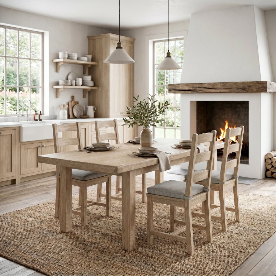 Global Home Group Providence (White Wash) - Large Extending Dining Table