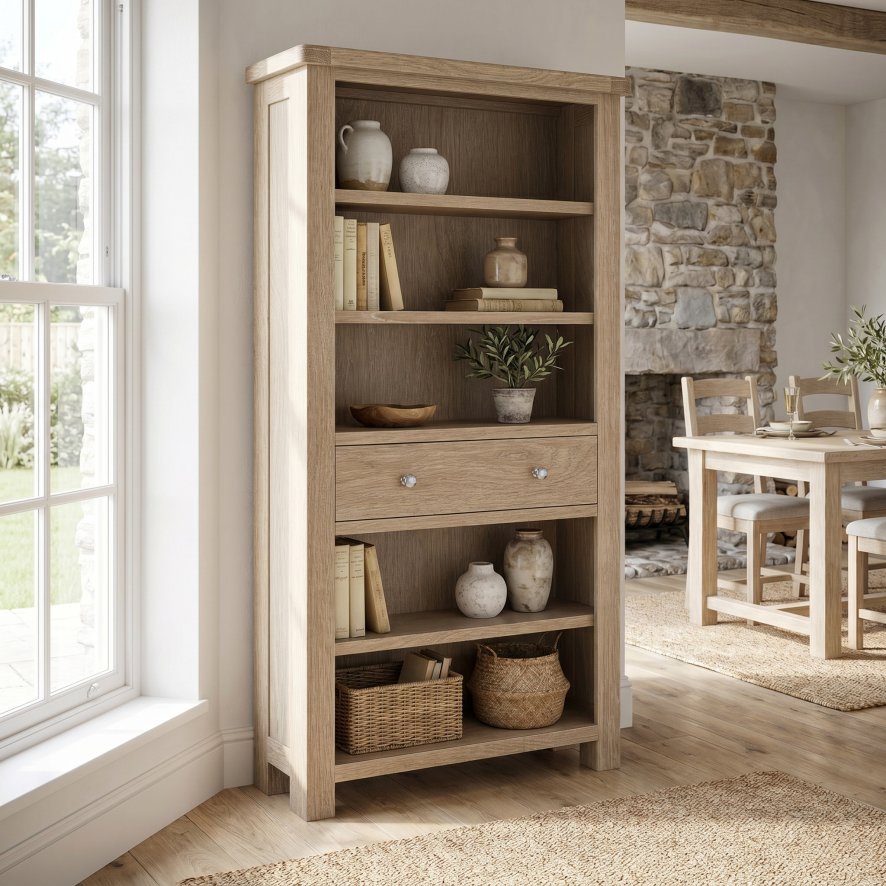 Global Home Group Providence White Wash - Large Bookcase