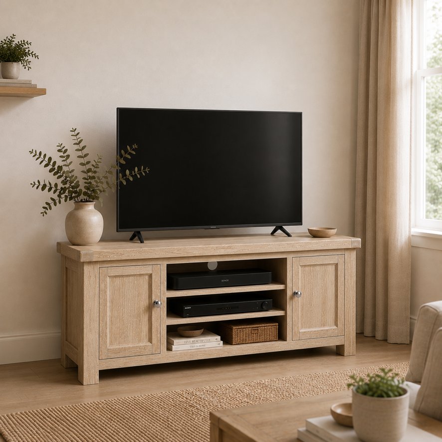 Global Home Group Providence (White Wash) - TV Unit (140 cm)