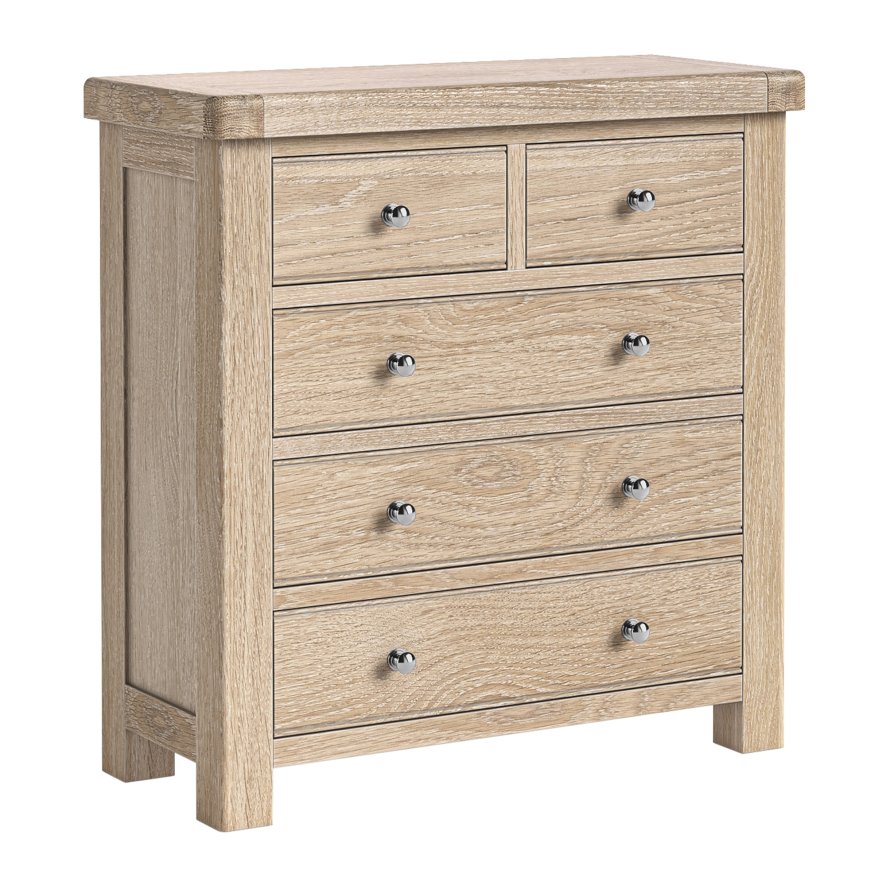 Global Home Group Normandy White Wash - 5 Drawer Chest
