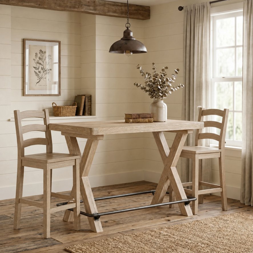 Global Home Group Providence (White Wash) - Bar Table