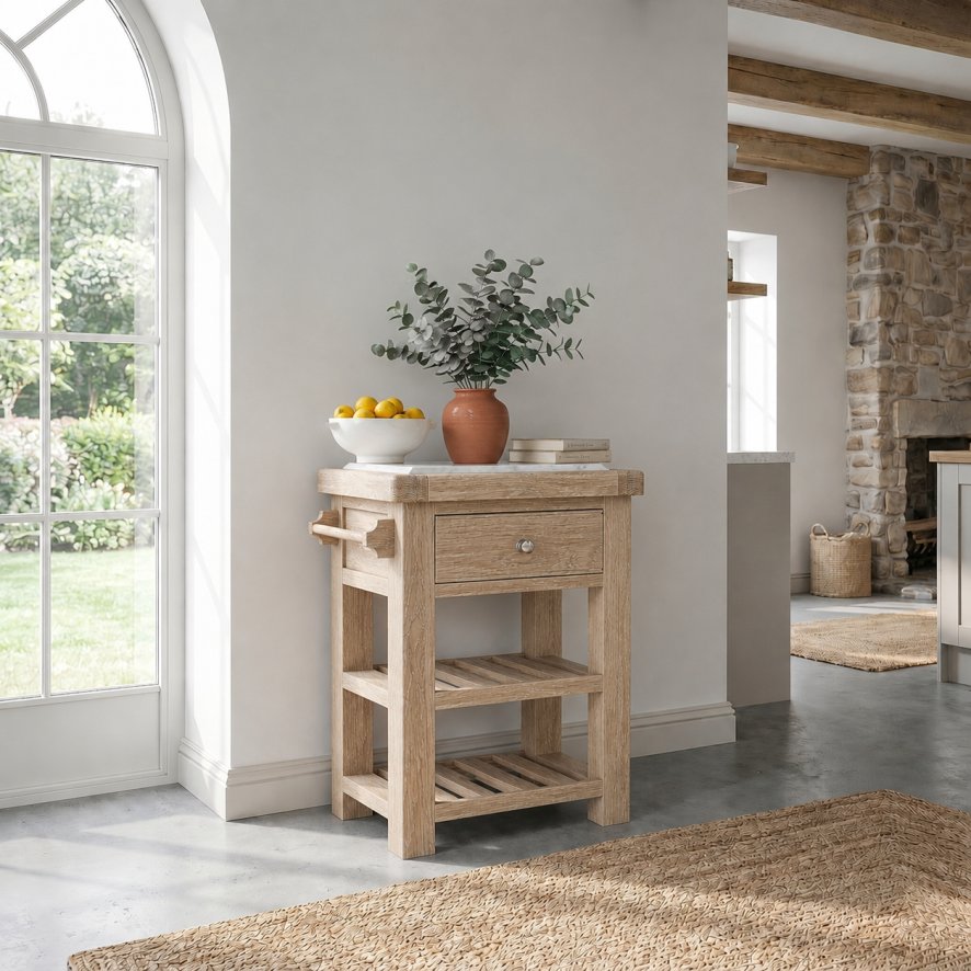 Global Home Group Providence White Wash - Small Kitchen Island
