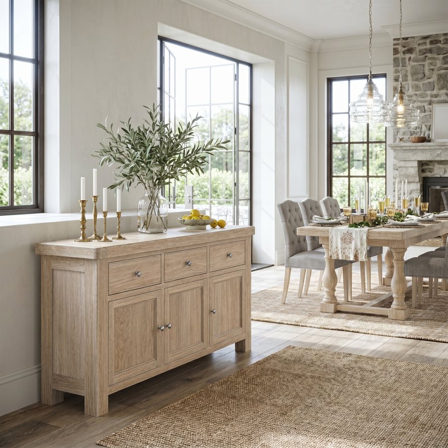 Global Home Group Providence (White Wash) - Large Sideboard