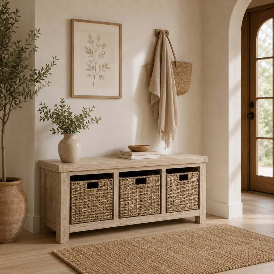 Global Home Group Providence (White Wash) - Storage Bench Without Cushion