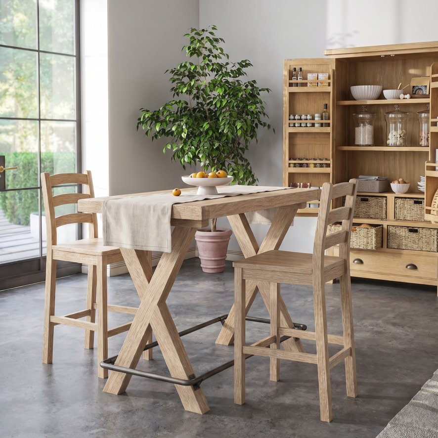 Global Home Group Providence (White Wash) - Bar Stool Without Cushion