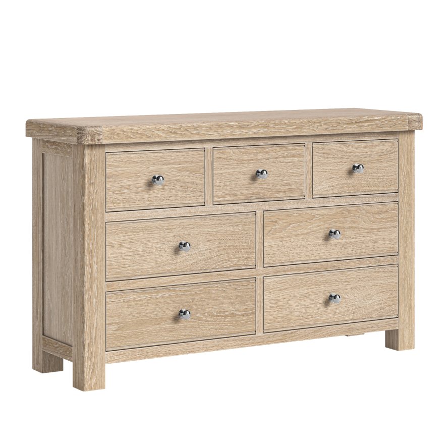 Global Home Group Normandy White Wash - 7 Drawer Chest