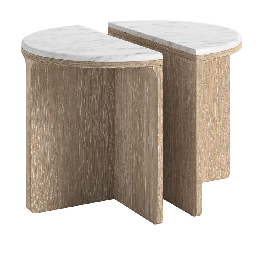 Global Home Group Bridgeport - Half Moon Nest Of Tables (Travertine Top)