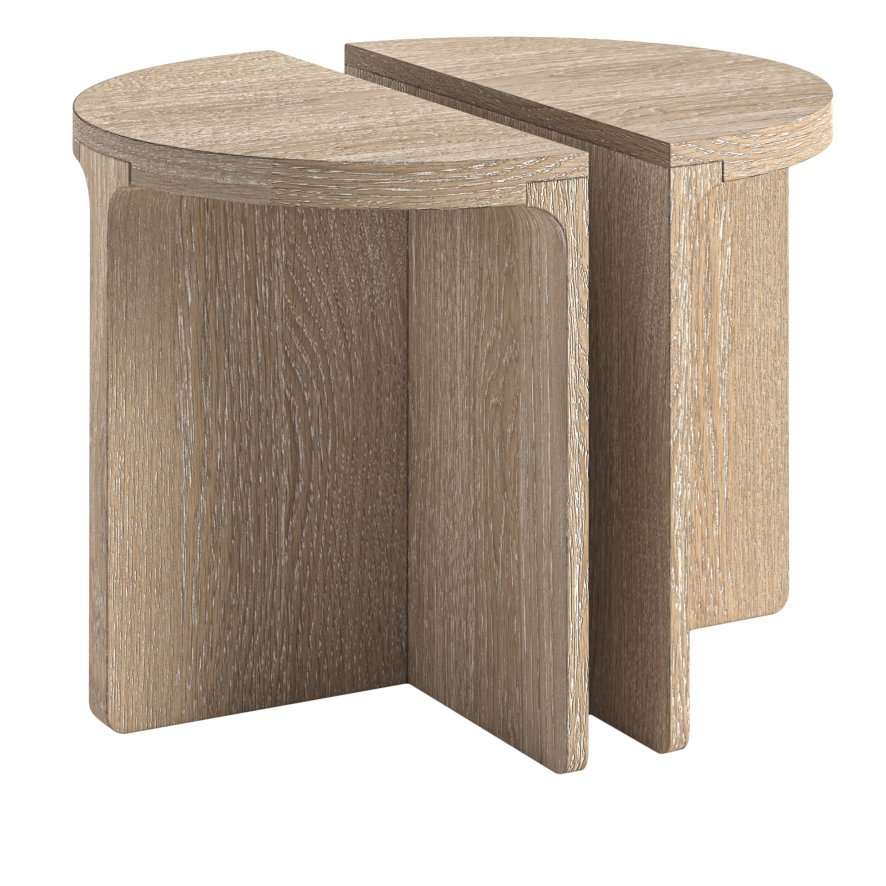 Global Home Group Bridgeport - Half Moon Nest Of Tables (Wooden Top)