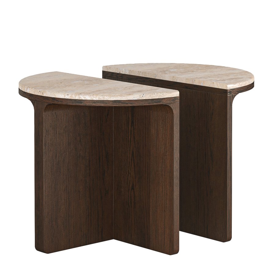 Global Home Group California - Half Moon Nest Of Tables (Travertine Top)