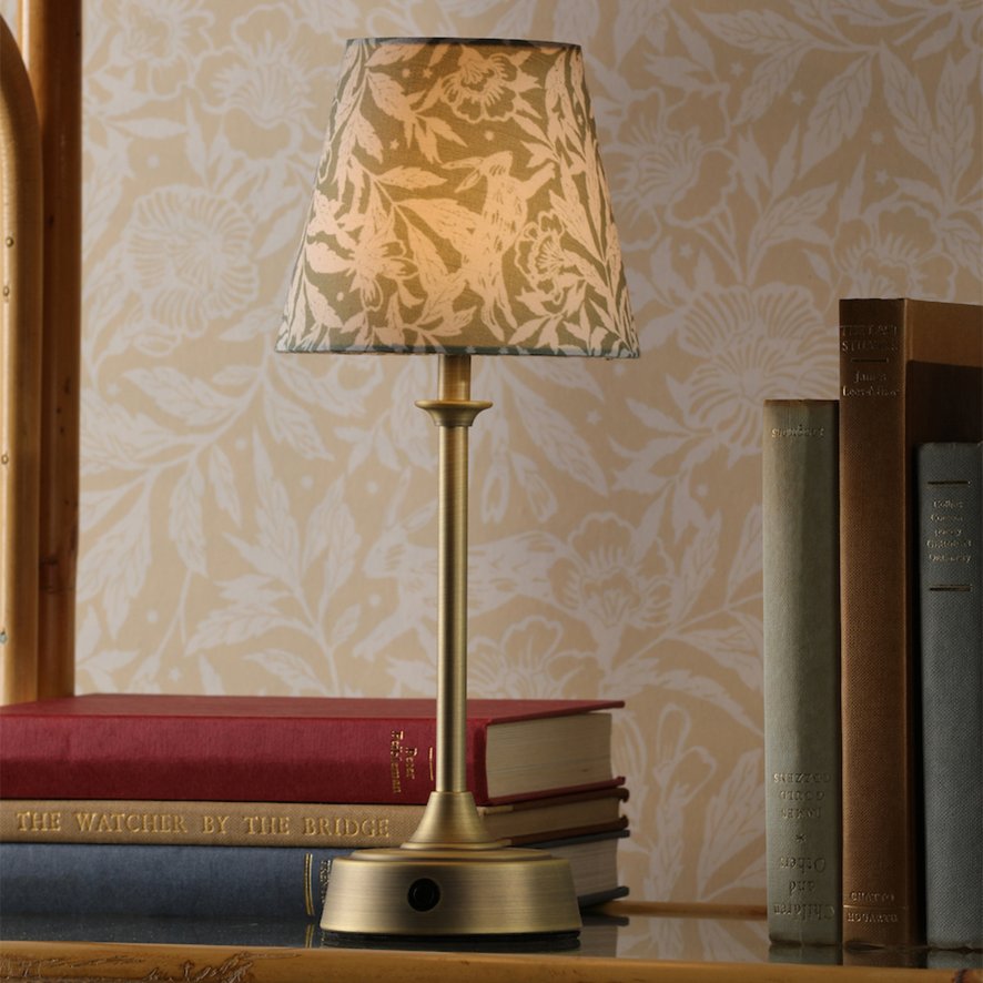 Joules Lighting Joules - Apsley Rechargeable Table Lamp Matt Antique Brass With Shade LED