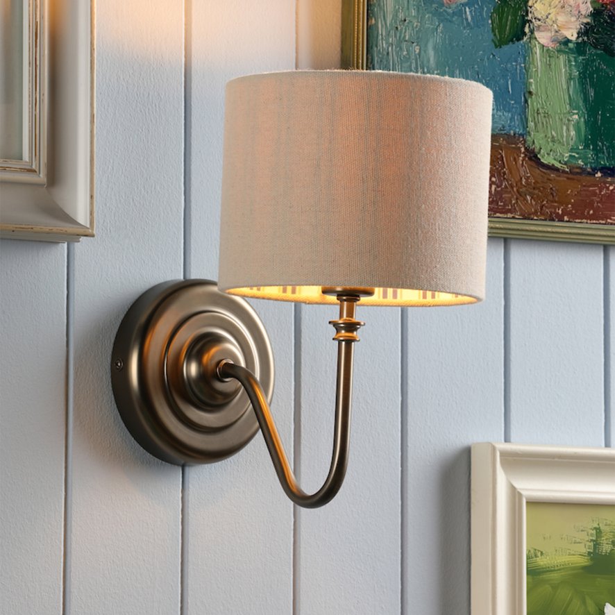 Joules Lighting Joules - Farley Wall Light Satin Bronze With Shade