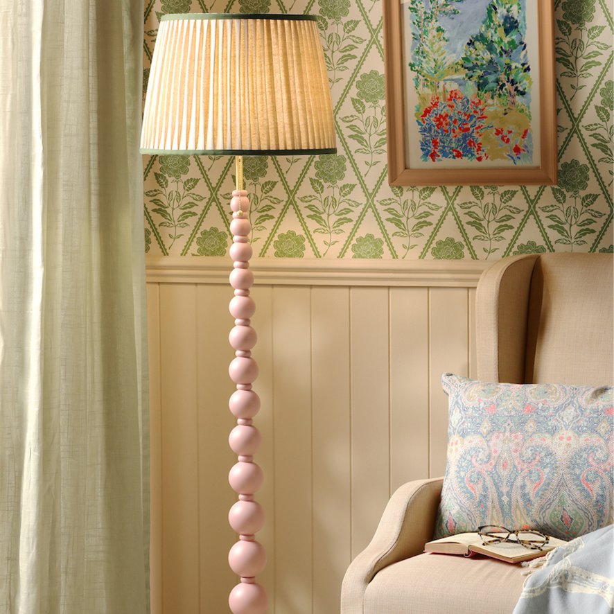Joules Lighting Joules Harewood - Floor Lamp With Shade (Matt Pink and Matt Antique Brass)