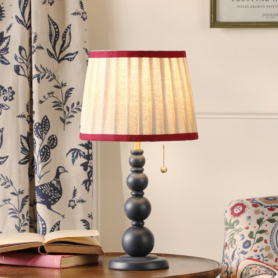 Joules Lighting Joules Harewood - Table Lamp With Shade (Matt Blue and Matt Antique Brass)