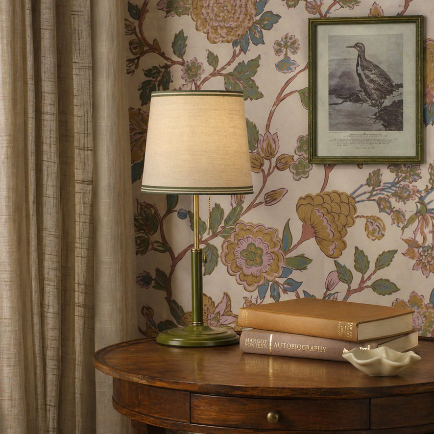 Joules Lighting Joules Upton - Table Lamp With Shade (Matt Green and Antique Brass)