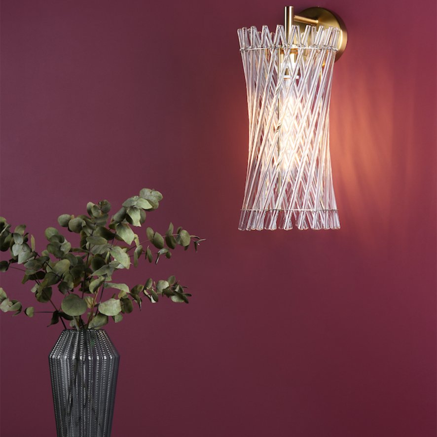 Dar Lighting Dar - Loire Wall Light Natural Brass and Glass