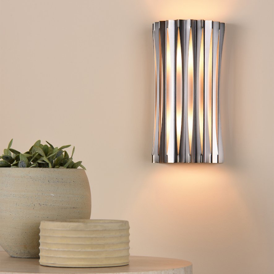 Dar Lighting Dar - Netra 2 Light Wall Light Satin Bronze and Ivory